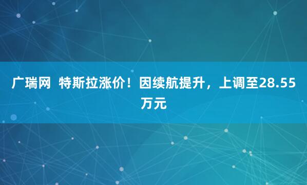 广瑞网  特斯拉涨价！因续航提升，上调至28.55万元
